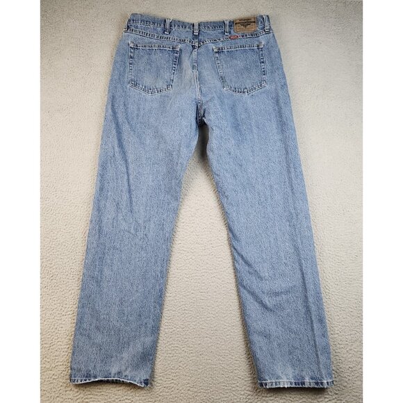 Wrangler Jeans Mens 38x34 Blue Denim Slim Straight Leg Rodeo Ranch Hand Workwear - Picture 2 of 16